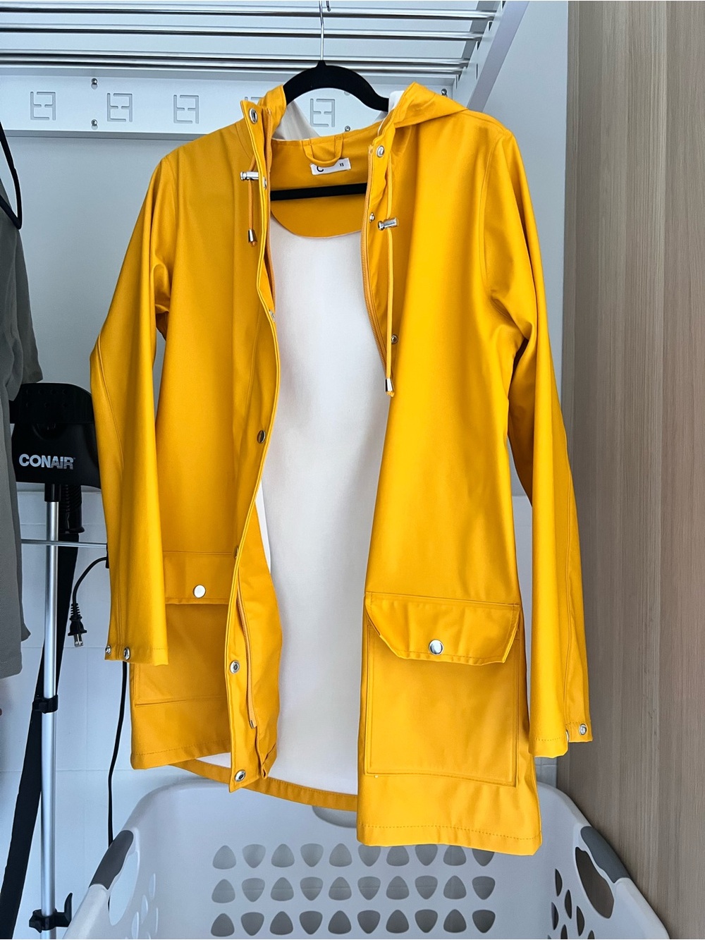 Mustard Yellow Hooded Trench Coat - Picture 3 of 5